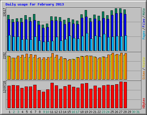 Daily usage for February 2013