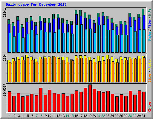 Daily usage for December 2013