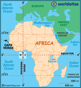 Map of location of Cape Verde