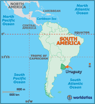 Map of location of Uruguay 