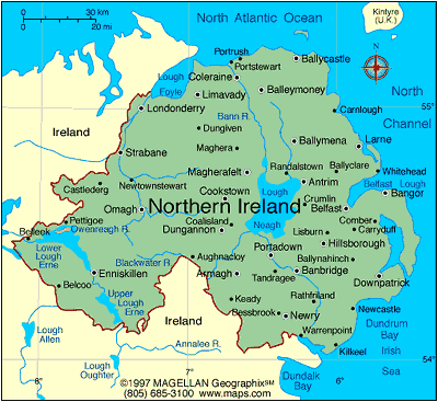 Map of Northern Ireland  