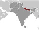 Map of location of Nepal