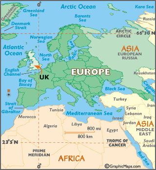 locator map of United Kingdom in Europe