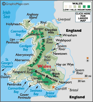 Map of Wales  